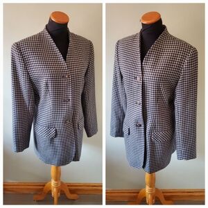 Della Spiga Canada 8 Vintage Old Money Houndstooth Academia Classic Wool Blazer